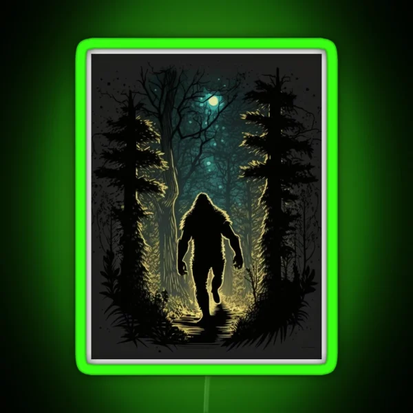 Big Foot Walking Though Night Forest RGB Neon Sign