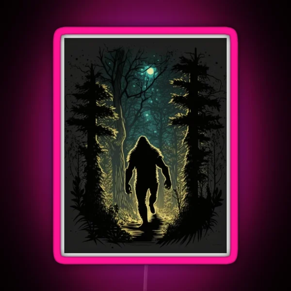 Big Foot Walking Though Night Forest RGB Neon Sign