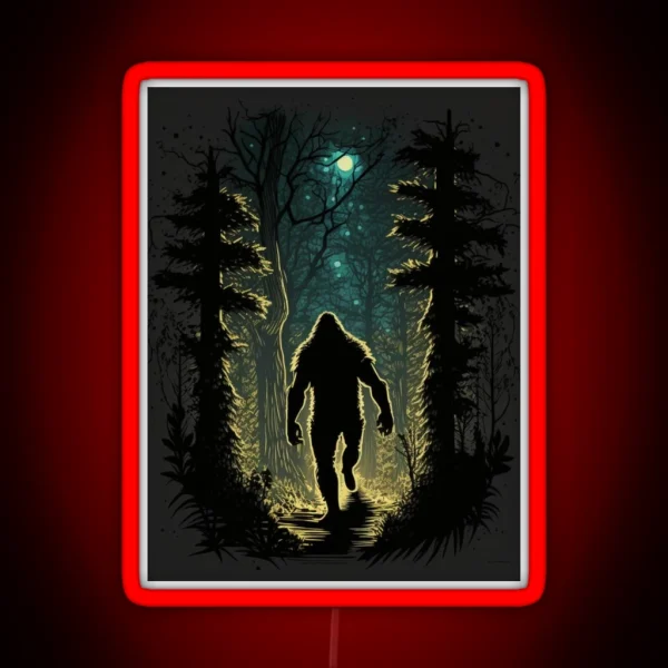Big Foot Walking Though Night Forest RGB Neon Sign