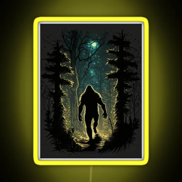 Big Foot Walking Though Night Forest RGB Neon Sign