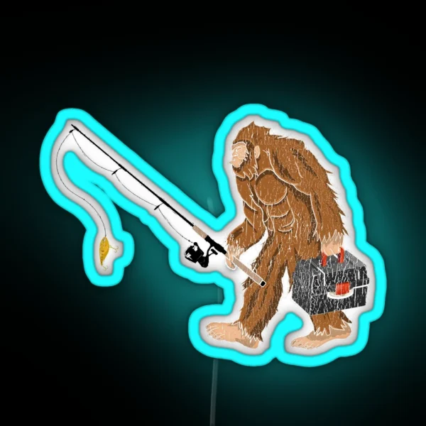 Bigfoot Fishing RGB Neon Sign