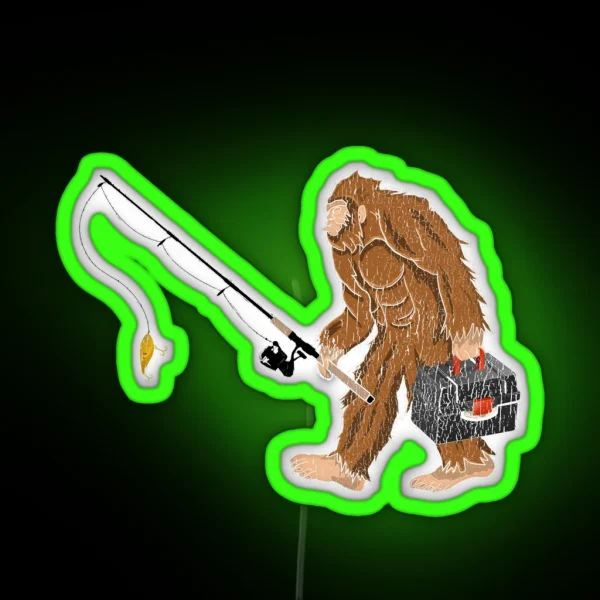 Bigfoot Fishing RGB Neon Sign
