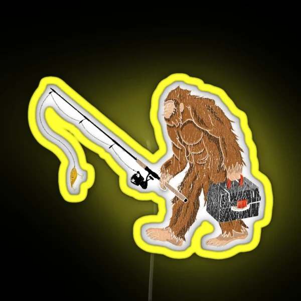 Bigfoot Fishing RGB Neon Sign