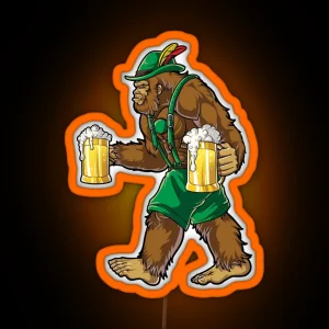 Bigfoot Lederhosen Oktoberfest Prost Beer Mug RGB Neon Sign