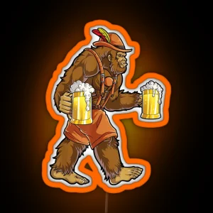 Bigfoot Lederhosen Oktoberfest RGB Neon Sign