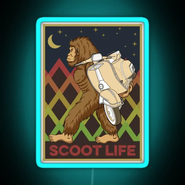 Bigfoot Moped Scooter Driver For Hipsters RGB Neon Sign