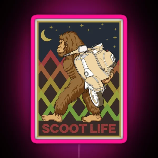 Bigfoot Moped Scooter Driver For Hipsters RGB Neon Sign
