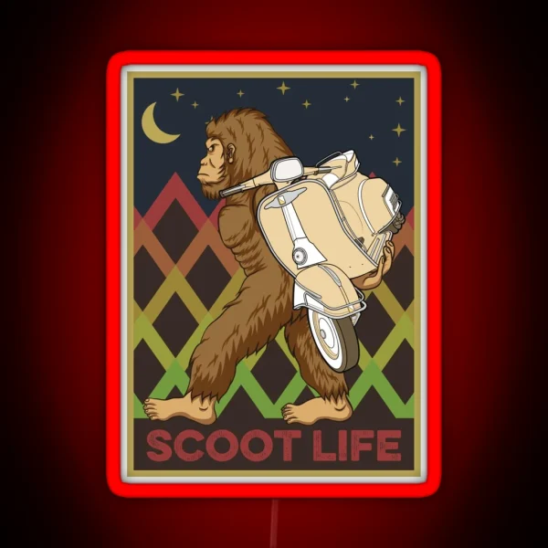 Bigfoot Moped Scooter Driver For Hipsters RGB Neon Sign