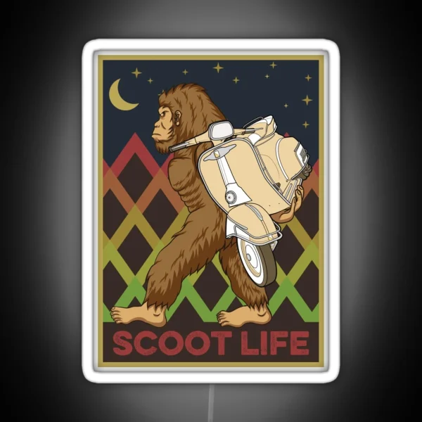 Bigfoot Moped Scooter Driver For Hipsters RGB Neon Sign