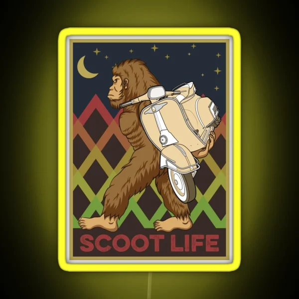 Bigfoot Moped Scooter Driver For Hipsters RGB Neon Sign