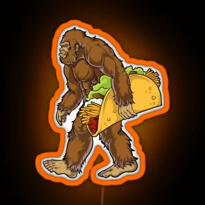 Bigfoot Sasquatch Carrying Taco Led Funny Camping Gifts Men Women Kids Boys RGB Neon Sign