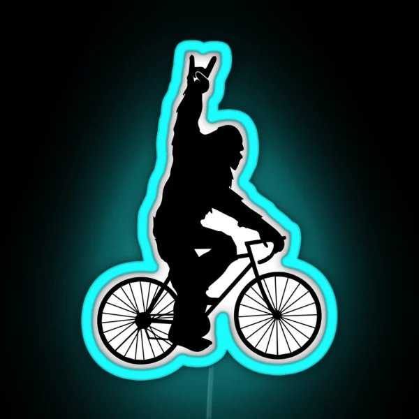 Bigfoot Sasquatch Riding Bicycle RGB Neon Sign