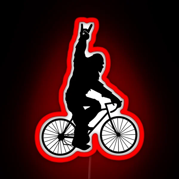 Bigfoot Sasquatch Riding Bicycle RGB Neon Sign