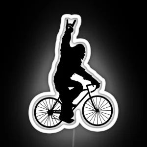 Bigfoot Sasquatch Riding Bicycle RGB Neon Sign