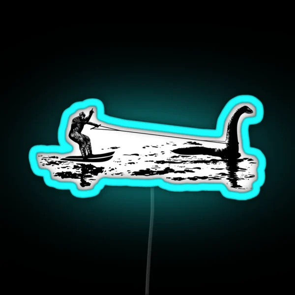 Bigfoot Waterskiing Behind Nessie The Loch RGB Neon Sign