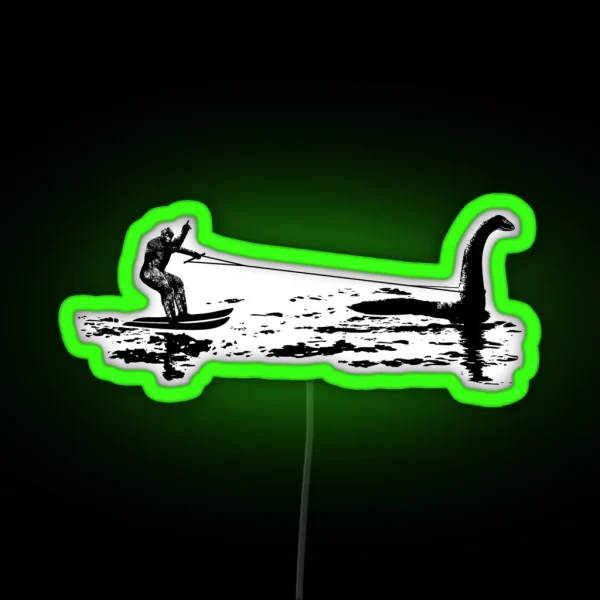 Bigfoot Waterskiing Behind Nessie The Loch RGB Neon Sign