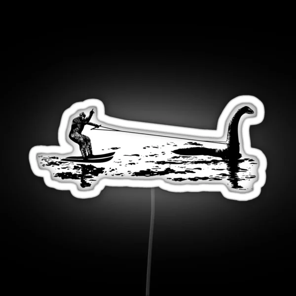 Bigfoot Waterskiing Behind Nessie The Loch RGB Neon Sign