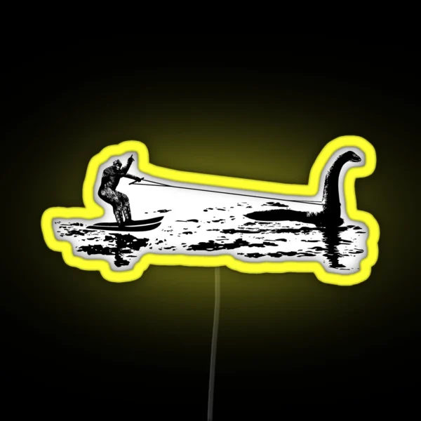 Bigfoot Waterskiing Behind Nessie The Loch RGB Neon Sign