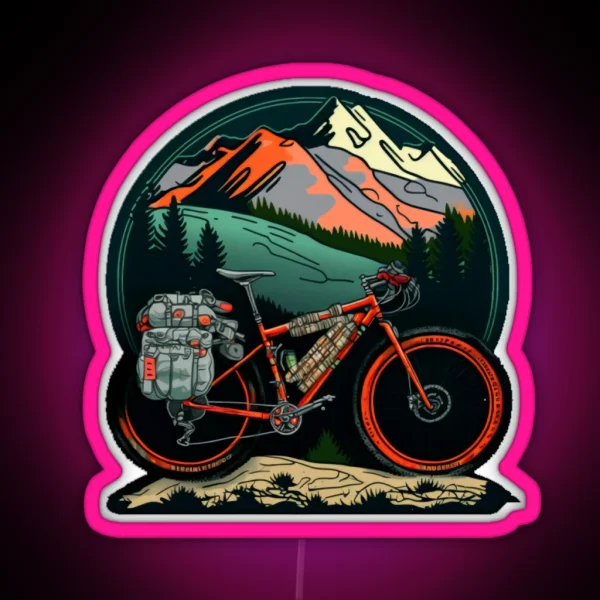 Bikepacking Bikepack Bikepaker Mountains Aesthetic RGB Neon Sign