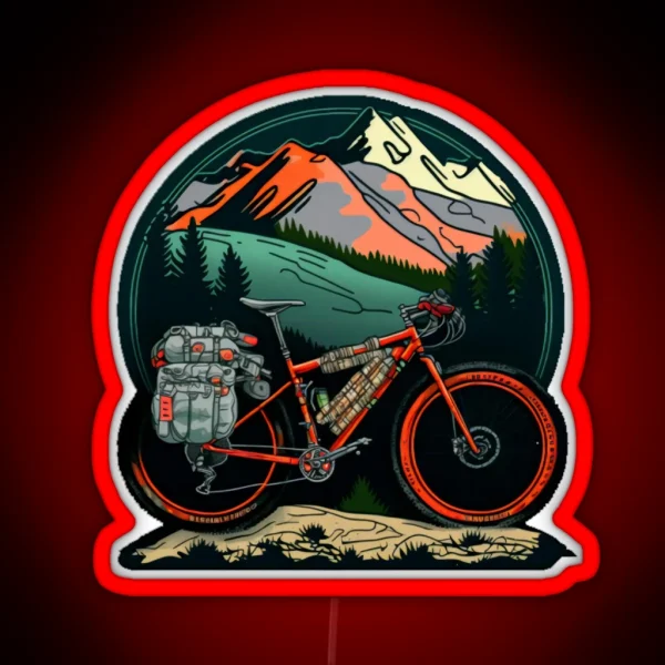 Bikepacking Bikepack Bikepaker Mountains Aesthetic RGB Neon Sign