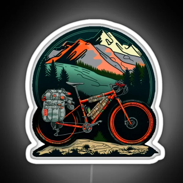 Bikepacking Bikepack Bikepaker Mountains Aesthetic RGB Neon Sign