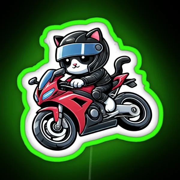 Biker Cat RGB Neon Sign