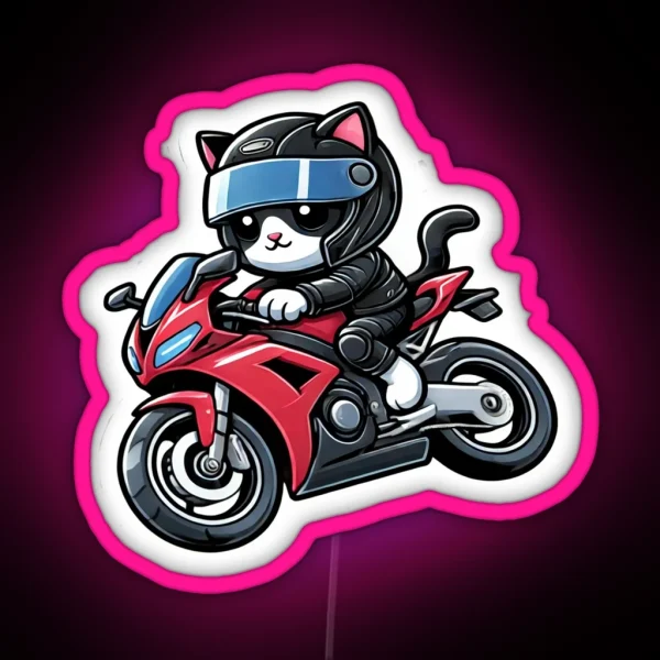 Biker Cat RGB Neon Sign