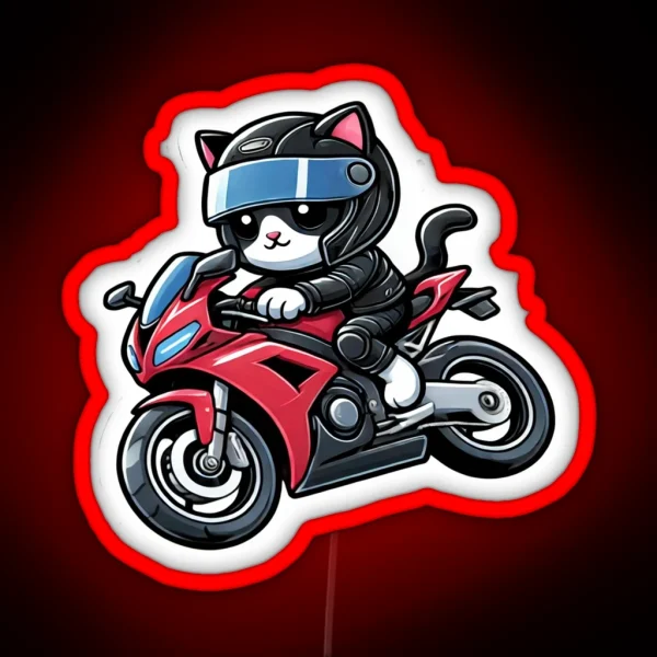 Biker Cat RGB Neon Sign