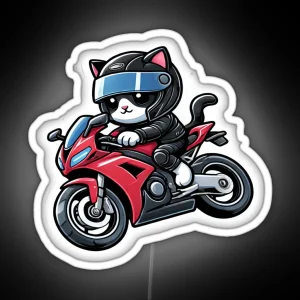 Biker Cat RGB Neon Sign