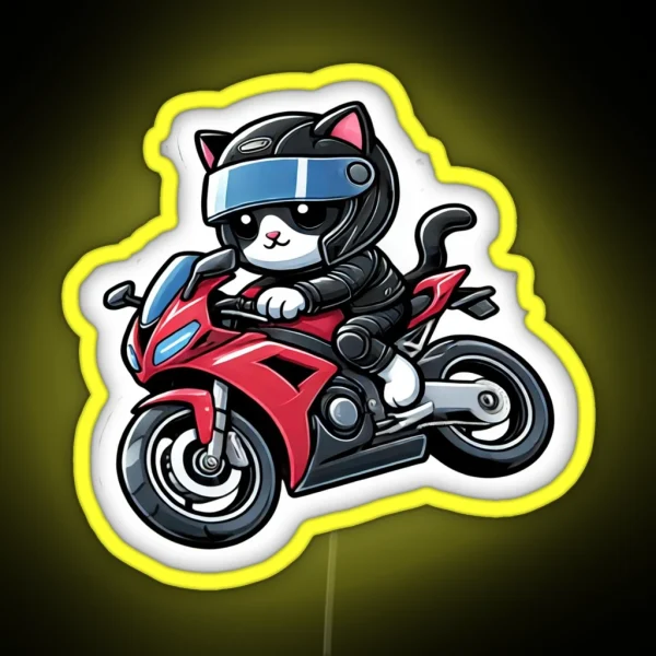 Biker Cat RGB Neon Sign