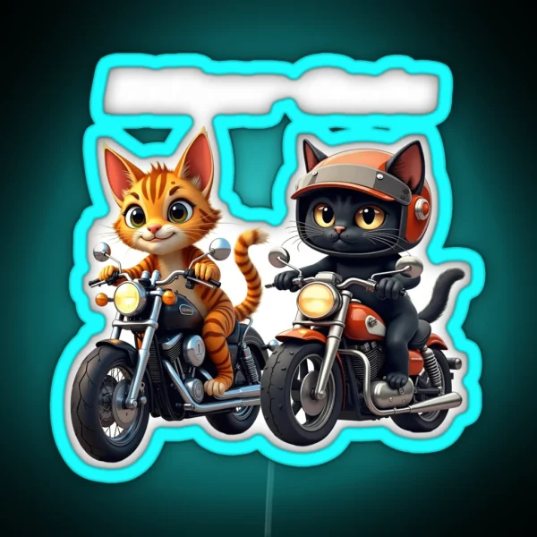 Biker Cats RGB Neon Sign