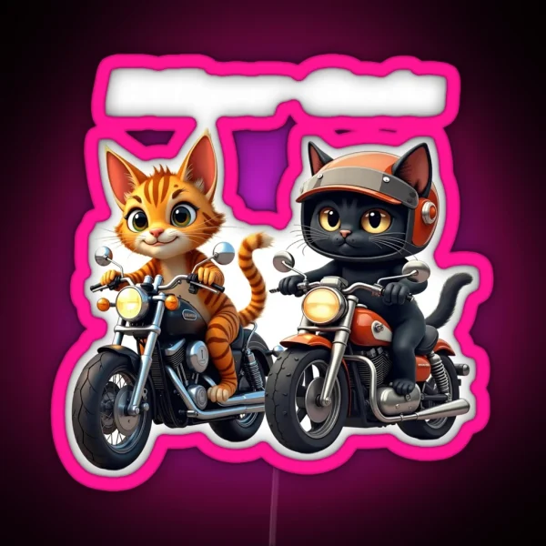 Biker Cats RGB Neon Sign