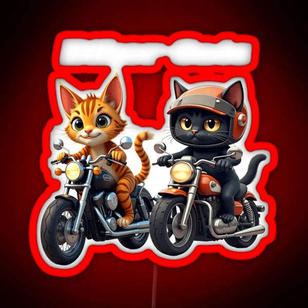 Biker Cats RGB Neon Sign