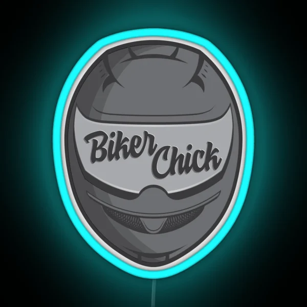 Biker Chick Gray RGB Neon Sign