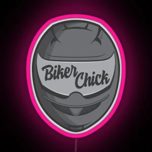 Biker Chick Gray RGB Neon Sign