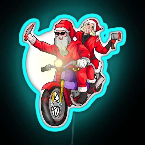 Biker Couples Christmas RGB Neon Sign