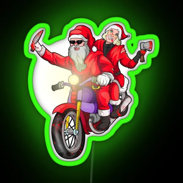 Biker Couples Christmas RGB Neon Sign
