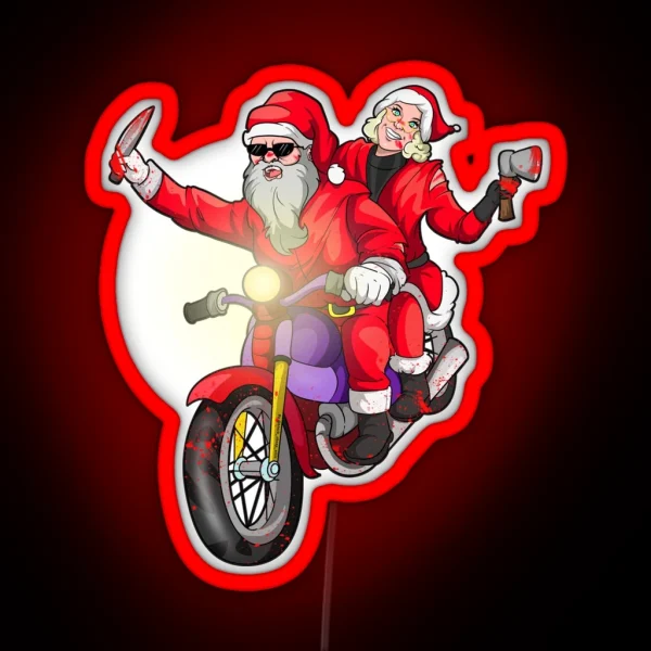 Biker Couples Christmas RGB Neon Sign