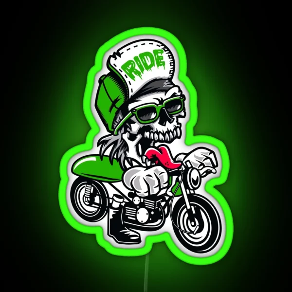 Biker For Life Cartoon Motorcycle Grpahic RGB Neon Sign