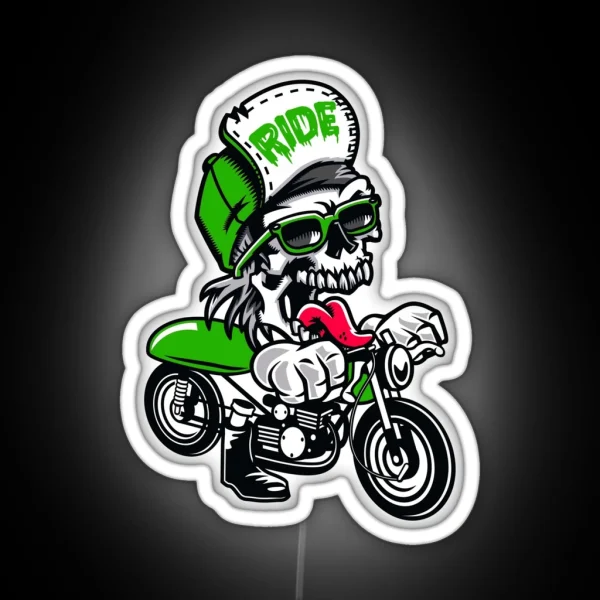 Biker For Life Cartoon Motorcycle Grpahic RGB Neon Sign