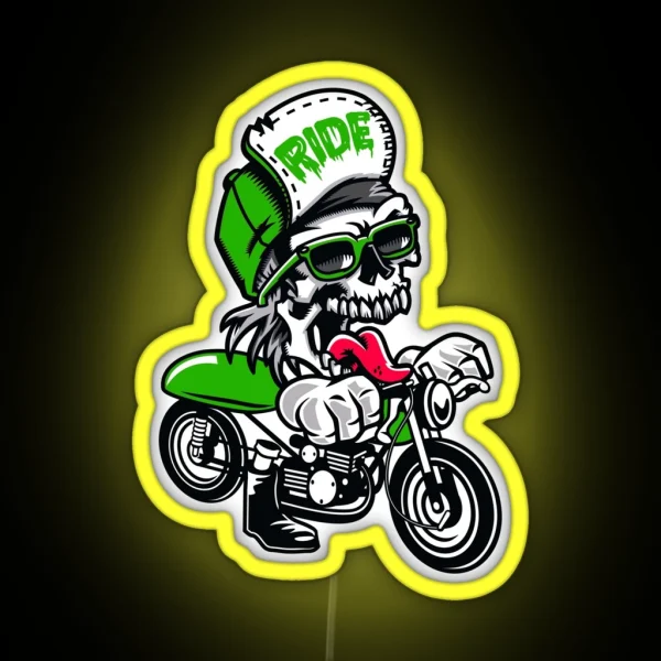 Biker For Life Cartoon Motorcycle Grpahic RGB Neon Sign