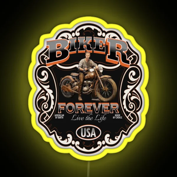 Biker Forever Cafe Racer Styling Highway To Hell Chop Shop Born To Race RGB Neon Sign