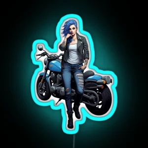 Biker Girl RGB Neon Sign