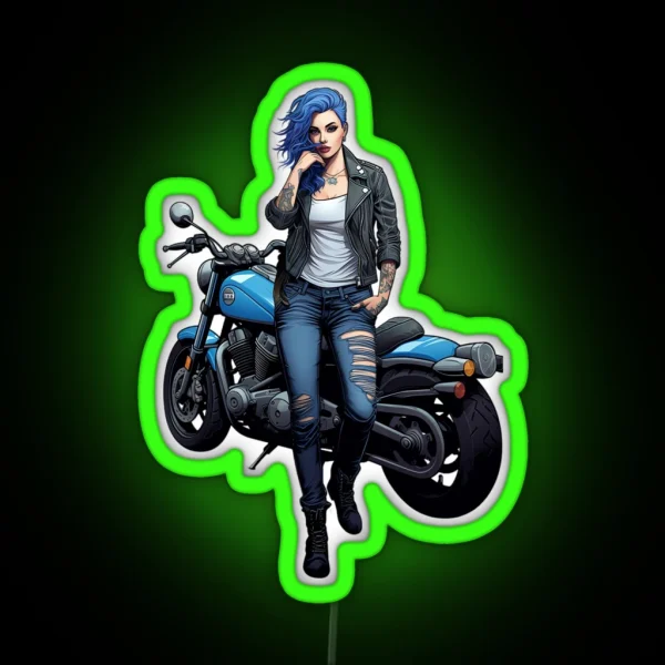 Biker Girl RGB Neon Sign
