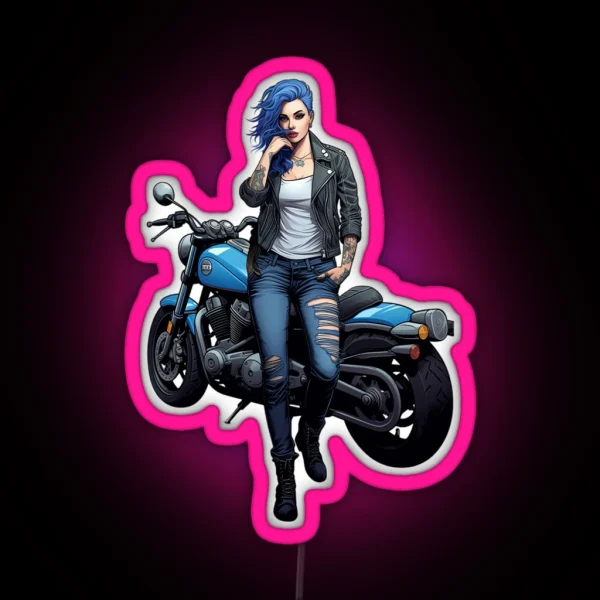 Biker Girl RGB Neon Sign