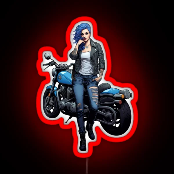Biker Girl RGB Neon Sign