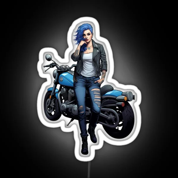 Biker Girl RGB Neon Sign