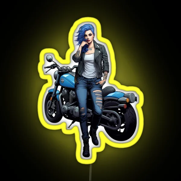Biker Girl RGB Neon Sign