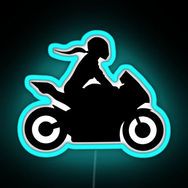 Biker Girl Super Athlete Biker Naked Bike Motorcyclist RGB Neon Sign