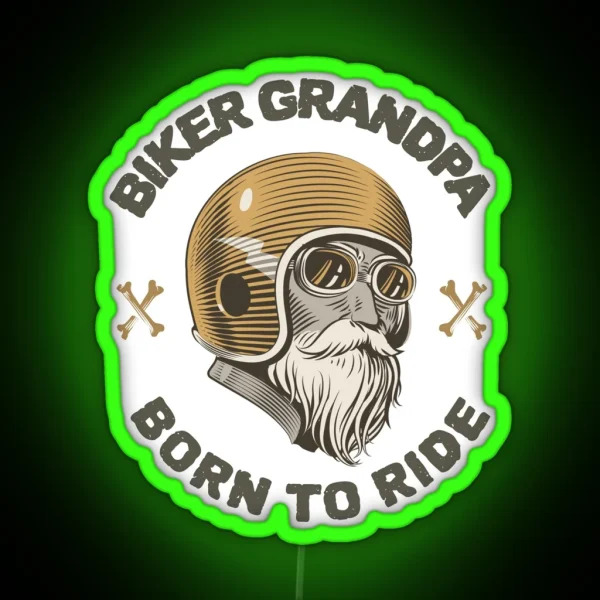 Biker Grandpa Motorcycle Grandfather Led RGB Neon Sign